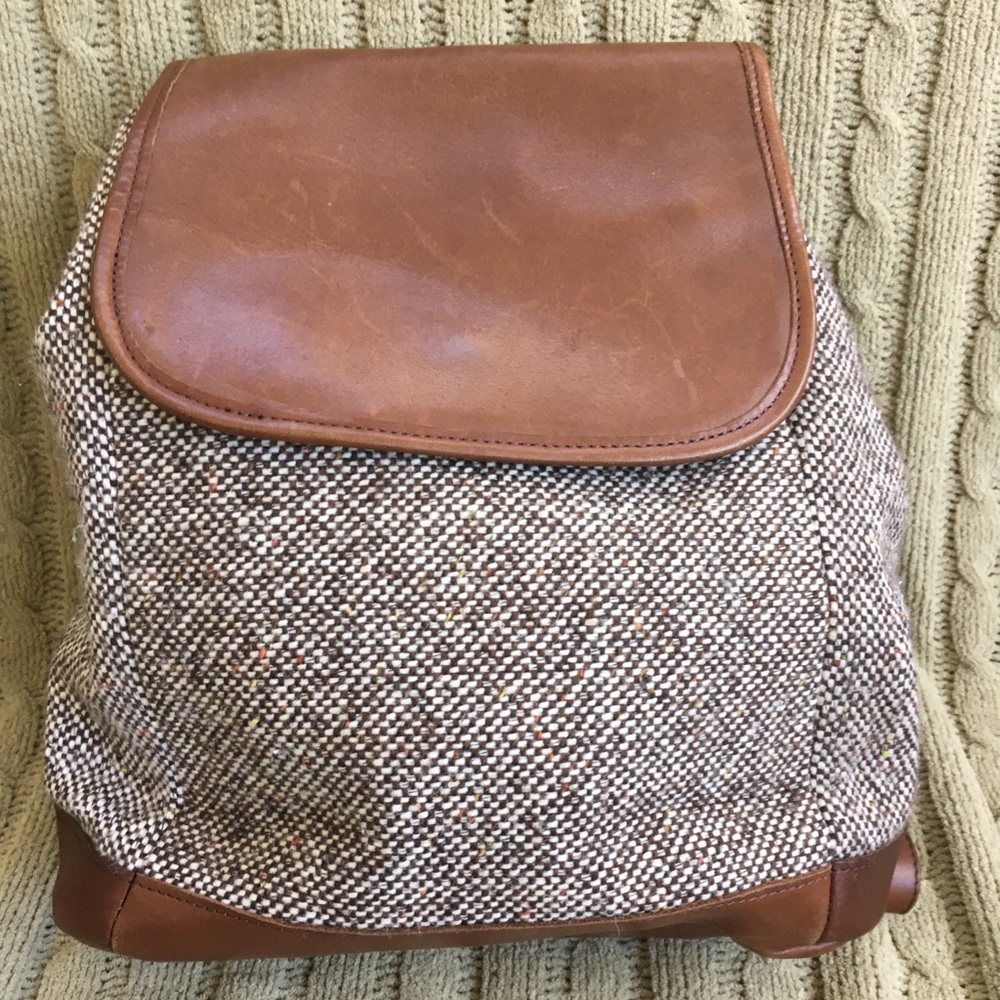 LL Bean tweed backpack purse